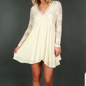 ILLA ILLA Cream Lace Detailed Mini Dress, S